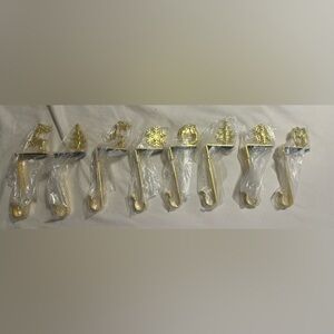 Gold Holiday Stocking Holders Set